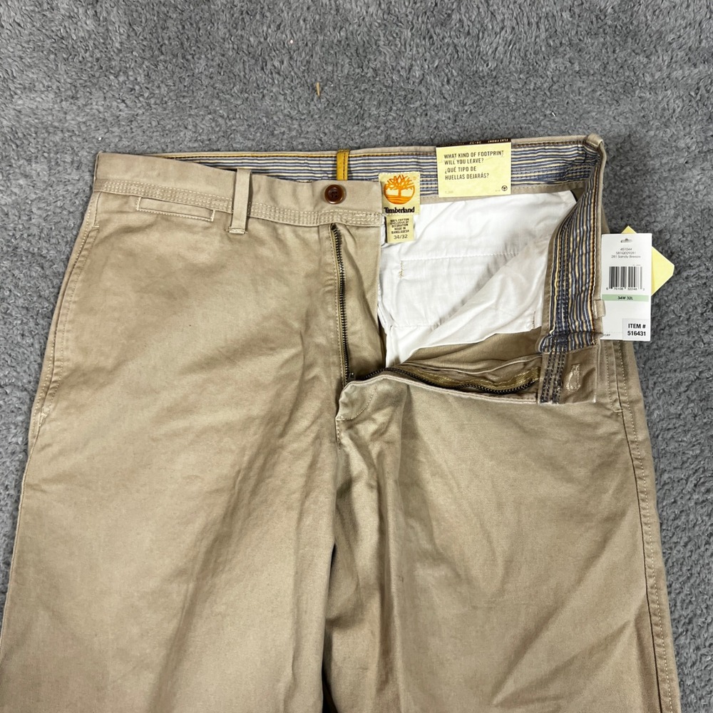 Timberland Chino Pants Mens 34x32 Khaki Straight Fit Casual Stretch New - Picture 2 of 10